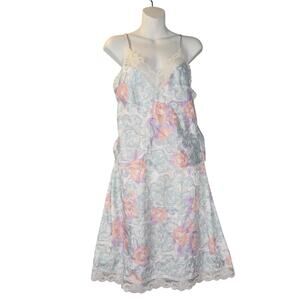Vintage Body  Lites ingerie Set FLoral Lace Slip Skirt USA Small Medium Coquette